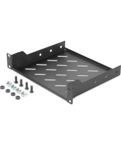 Digitus | 1U fixed shelf | DN-10-TRAY-2-B | Black | Perfect for storage of components which are not 254 mm (10") suitable. Slim design which takes space of 1 height unit. Easy and quick to mount or dismount. Load capacity: 25 kg
