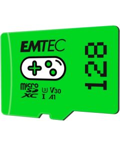 Emtec mSD 128GB UHSI U3 V30 A1 Gaming Green Atmiņas kartes micro SD SDHC