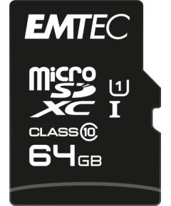 Emtec mSD 64GB UHS-I U1 EliteGold Atmiņas kartes micro SD SDHC