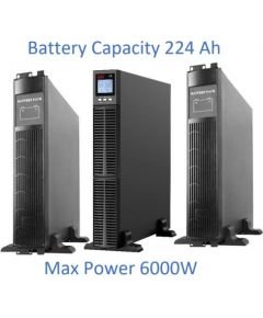 Profesionāls Apkures sist. tīras sinusoīdas UPS Invertors ar akum. 32x12V/7Ah | 6000W | LCD displejs