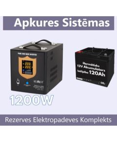 Rezerves Elektropadeves Komplekts Apkures Sistēmai 1200W + 12V 120Ah akumulators