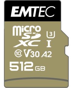 Emtec mSD 512GB UHS-I U3 V30 SpeedIN Pro Atmiņas kartes micro SD SDHC