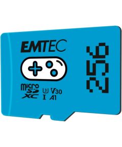 Emtec mSD 256GB UHSI U3 V30 A1 Gaming Blue Atmiņas kartes micro SD SDHC
