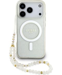 Guess IML Glitter Pearl Strap MagSafe Case Aizsargapvalks priekš Apple iPhone 17 Pro Neoriģinālie Maciņi