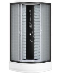 Dušas kabīne GOTLAND Loft 90x90x215cm seklais paliktnis 12cm, priekšējie stikli pelēki, aizmugure melna Dušas kabīnes
