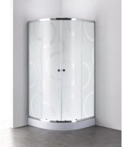 Dušas stūris GOTLAND Circles 80X80X195 pusapaļš, seklais (12cm) paliktnis, matēts satīns profils Dušas kabīnes