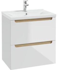 Шкафчик для ванной  STILLA Deftrans с раковиной Plan 60cm белый+дуб Izlietnes skapis