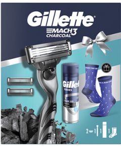 Gillette Mach3 Charcoal Set with Socks - Dárková sada Smaržas - NESAKĀRTOTS