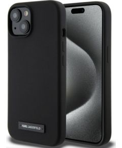 Karl Lagerfeld Apple  iPhone 15 Liquid Silicone Plaque MagSafe Case Black Neoriģinālie Maciņi
