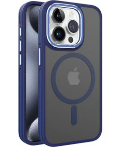 iLike Apple  iPhone 15 Pro Max DUAL METAL FRAME MAGSAFE CASE Blue Neoriģinālie Maciņi