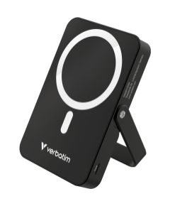 Enerģijas krātuve Verbatim Charge n Go 10000mAh Magnetic Wireless Charge Black ar Statīvu
