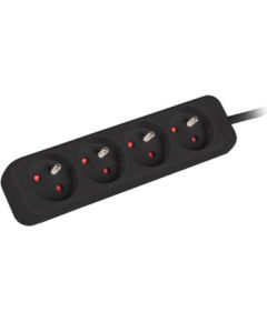 Lanberg Cable Power Strip, 4X French Outlets Quality-Grade Copper, 1.5 m PS0-04E-0150-BK