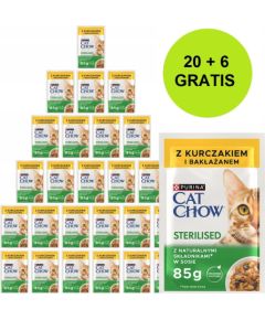 PURINA Cat Chow Sterilised with chicken and eggplant in sauce - wet cat food - 26x85g (20 + 6 GRATIS) Kaķu konservi