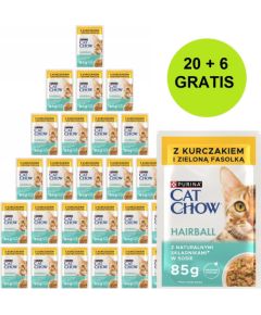 PURINA Cat Chow Hairball Control with chicken and green beans in sauce - wet cat food - 26x85g (20 + 6 GRATIS) Kaķu konservi