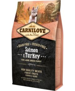 CARNILOVE Salmon&Turkey Puppy Large breed dry dog food - 4kg Suņu barība