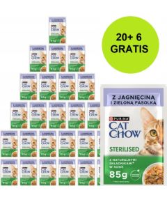 PURINA Cat Chow Sterilised with lamb and green beans in sauce - wet cat food - 26x85g (20 + 6 GRATIS) Kaķu konservi