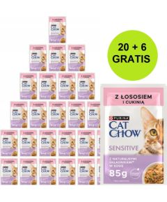 PURINA Cat Chow Sensitive with salmon and zucchini in sauce - wet cat food - 26x85g (20 + 6 GRATIS) Kaķu konservi