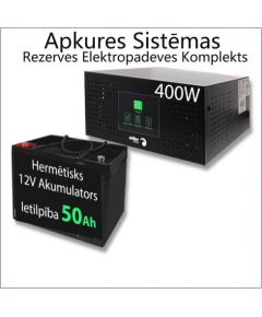 Komplekts Nepārtrauktās barošanas bloks (UPS) apkures sistēmai 400W + 12V 50Ah akumulators