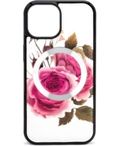 Evelatus Apple  iPhone 14 Leather Case Zipper Design Flower White Neoriģinālie Maciņi