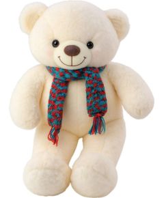 Leantoys Miś pluszowy biały w kolorowym szaliku 55cm