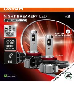 H11 LED ECE OSRAM LED NIGHT BRAKER KOMPLEKTS 64211DWNBSM-ECE 2gb Autospuldzes