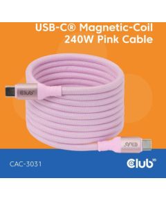 CABLE USB-C TO USB-C 2M/MAGNETIC PINK CAC-3031 CLUB3D Data USB kabeļi