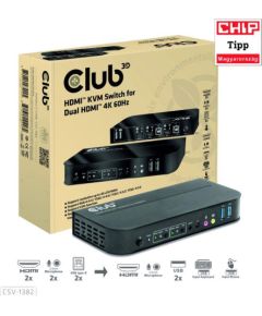 VIDEO SWITCH KVM HDMI 2PORT/CSV-1382 CLUB3D