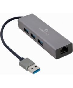 Gembird USB AM с 3-портовым концентратором USB 3.0 Гигабитный сетевой адаптер