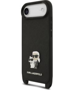 Karl Lagerfeld Saffiano Crossbody Strap Metal Karl and Choupette Case Aizsargapvalks priekš Apple iPhone 17 Air Neoriģinālie Maciņi