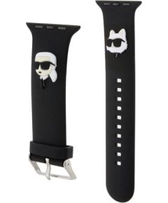 Karl Lagerfeld KLAWLSLKCNK Apple Watch Strap 42/44/45/49mm black/black strap 3D Rubber Karl&Choupette Heads Smart pūlksteņu aksesuāri