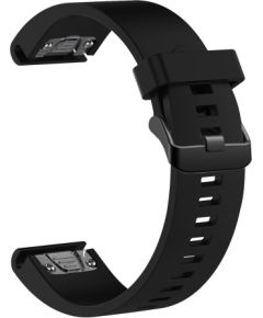 Fixed Silicone Strap for Garmin QuickFit 20mm Black Smart pūlksteņu aksesuāri