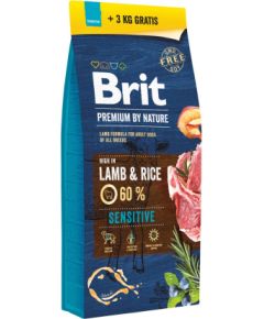 BRIT Premium by Nature Sensitive Lamb and rice - dry dog food - 15kg + 3kg Suņu barība