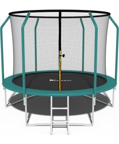 Funfit Trampolina Ogrodowa Premium dla dzieci 312cm 10FT Zielona z Siatką Wewnętrzną i Drabinką - 4466