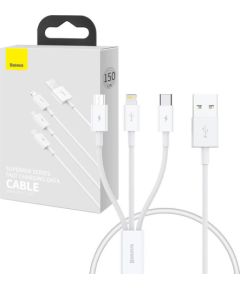 Quick Charge USB to M+L+C  Baseus Superior Data 3.5A 0,5m (White) Data USB kabeļi
