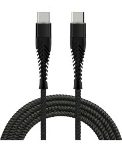 Fusion Fishbone USB-C uz USB-C kabelis 65W | 3A | 1,5m melns Data USB kabeļi
