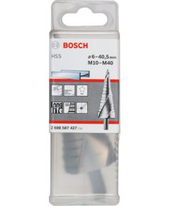 Bosch HSS step drill, 6mm - 40.5mm, M 10 - M 40 (16 steps, with spiral groove)