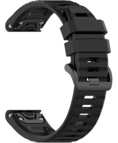 Fixed Silicone Strap for Garmin QuickFit 26mm Black Smart pūlksteņu aksesuāri