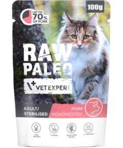 VETEXPERT Raw Paleo Adult Sterilised Pork - wet cat food - 100g Kaķu konservi