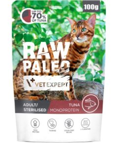 VETEXPERT Raw Paleo Adult Sterilised Tuna - wet cat food - 100g Kaķu konservi