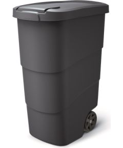 Prosperplast Atkritumu konteiners ar vāku un riteņiem 90L, antracīts Atkritumu tvertnes