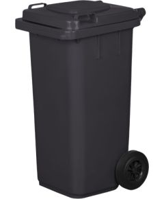 Atkritumu konteiners ar vāku un riteņiem 120L, melns Atkritumu tvertnes