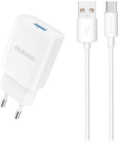Dudao   Dudao A4EU USB-A 2.1A wall charger - white + USB-A - USB-C cable