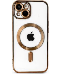 iLike Apple  iPhone 15 Electroplate TPU Case with MagSafe Transparent Gold Neoriģinālie Maciņi