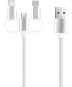 Кабель Setty 3 в 1 USB - Lightning + USB-C + microUSB 1,0 м 2A KT-3W1 белый JMP Дата USB-кабели