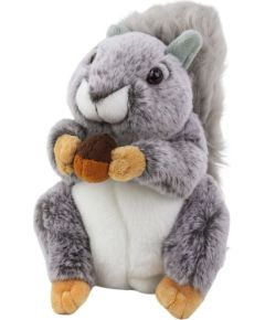 Leantoys MASKOTKA PLUSZOWA PRZYTULANKA WIEWIÓRKA Z ORZECHEM SZARA 22CM MIĘKKI PLUSZ