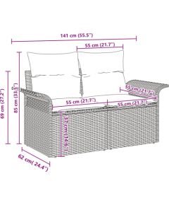 vidaXL 8-elementowy zestaw sofy ogrodowej z poduszkami czarny polirattan akacja Dārza mēbeļu komplekti