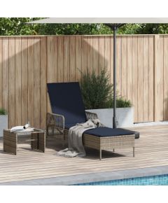 vidaXL Leżak Szary PE Rattan 157 x 55 x 92 cm Składany Leżak Guļamkrēsli un sauļošanās krēsli