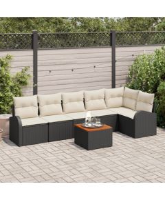 vidaXL Zestaw Sof Ogrodowych  z Poduszkami Czarny Polirattan Akacja Dārza mēbeļu komplekti