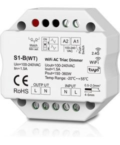 Skydance S1-B(WT) AC Triac Dimmer, Push-Dimm, Tuya, Wi-Fi Viedās lampas un spuldzes