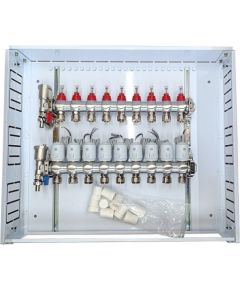 Hismart Heating Manifold 9 Loops with Thermal Actuators NC AC230V and Flow Meters Viedie slēdži
